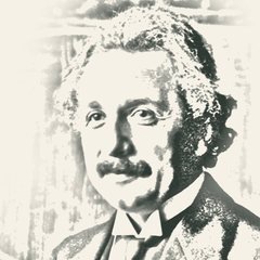 Pencil-style sketch of Albert Einstein