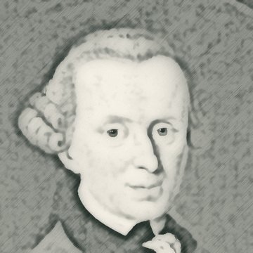 Pencil-style sketch of Immanuel Kant, from a historical portrait