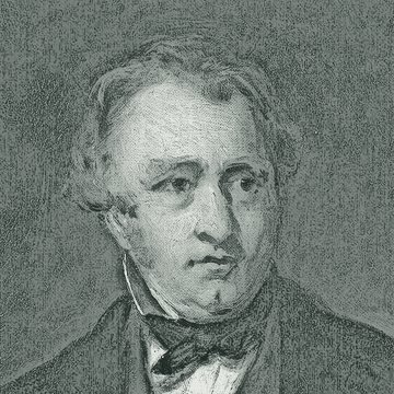 Pencil-style sketch of Thomas Babington Macaulay, from a historical portrait