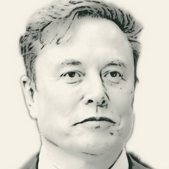 Pencil-style sketch of Elon Musk