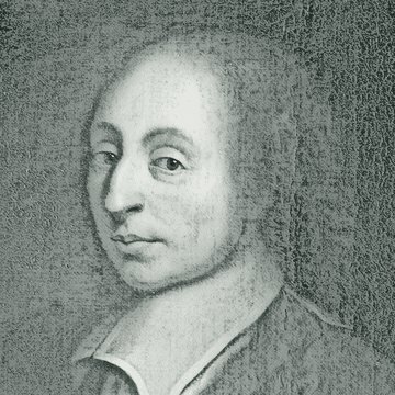 Pencil-style sketch of Blaise Pascal, from a historical portrait