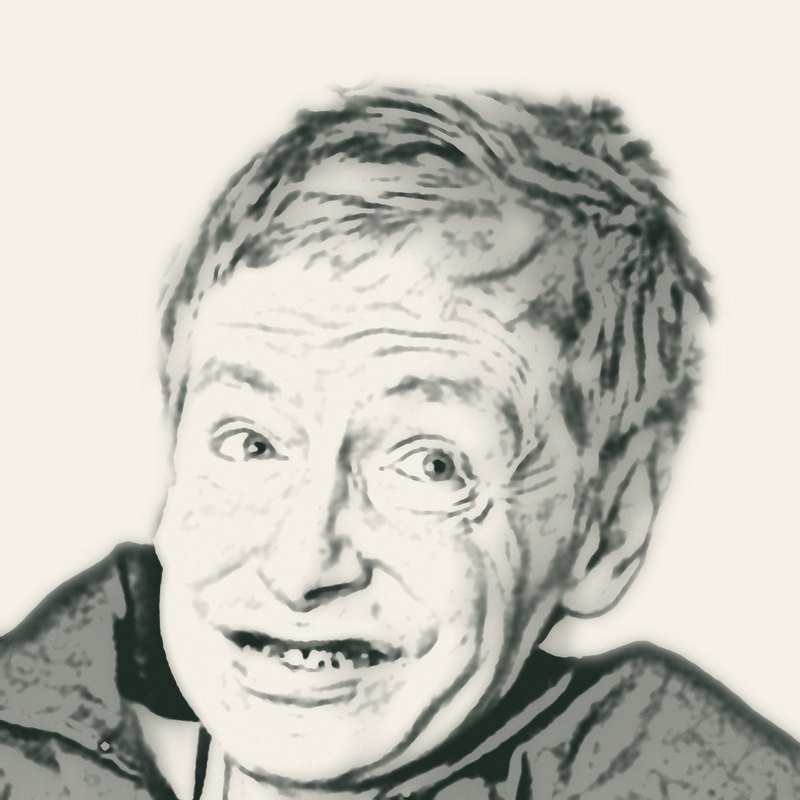 Pencil-style sketch of Stephen Hawking grinning during a zero-gravity flight